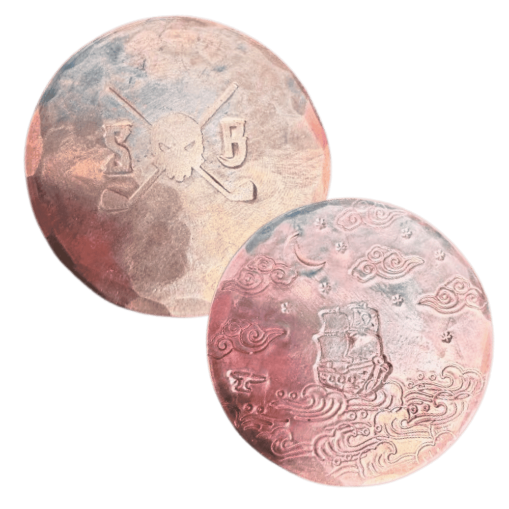 Copper Challenge Coin Golf Ball Marker - Skull &amp; Bogeys Golf Co.