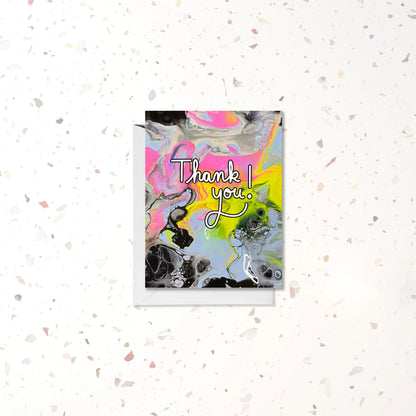 Black and Pink Thank You Card