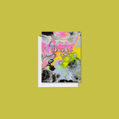 Black and Pink Thank You Card