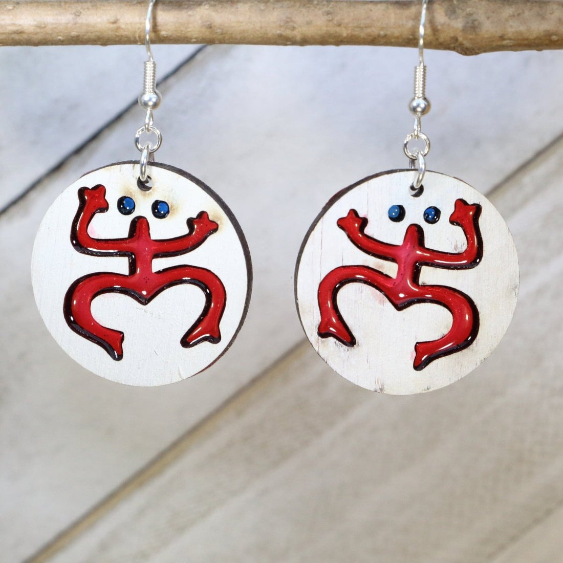 Coqui Taino Frog Wood and Resin Earrings - - Cate&
