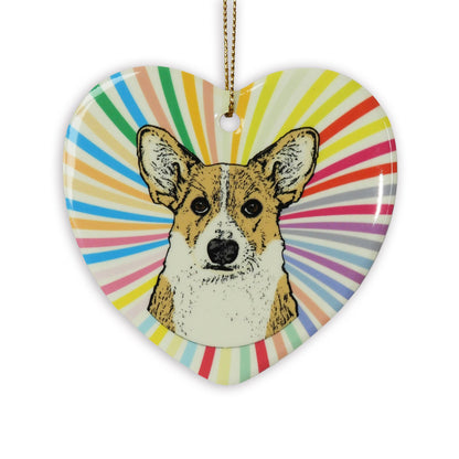 Corgi 2 Ceramic Heart Ornament