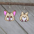 Hand-painted wooden corgi butt dangle earrings with funny dog lover design and hypoallergenic sterling silver hooks, lightweight corgi statement jewelry earrings for pet lovers and playful humor style