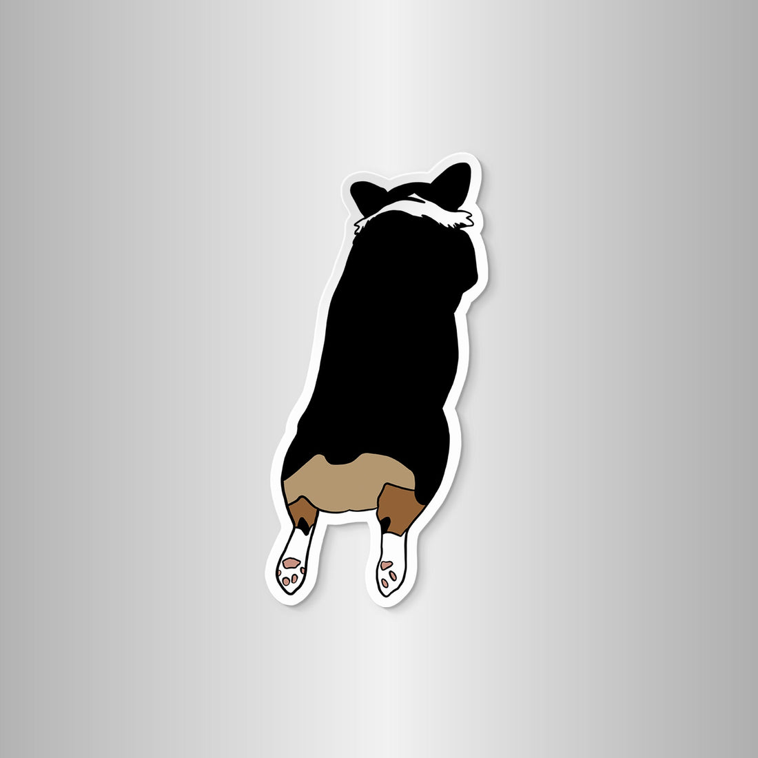 Corgi Sploot magnet detail — close up of the tricolor corgi sploot illustration by indie artist MangoIllustrated