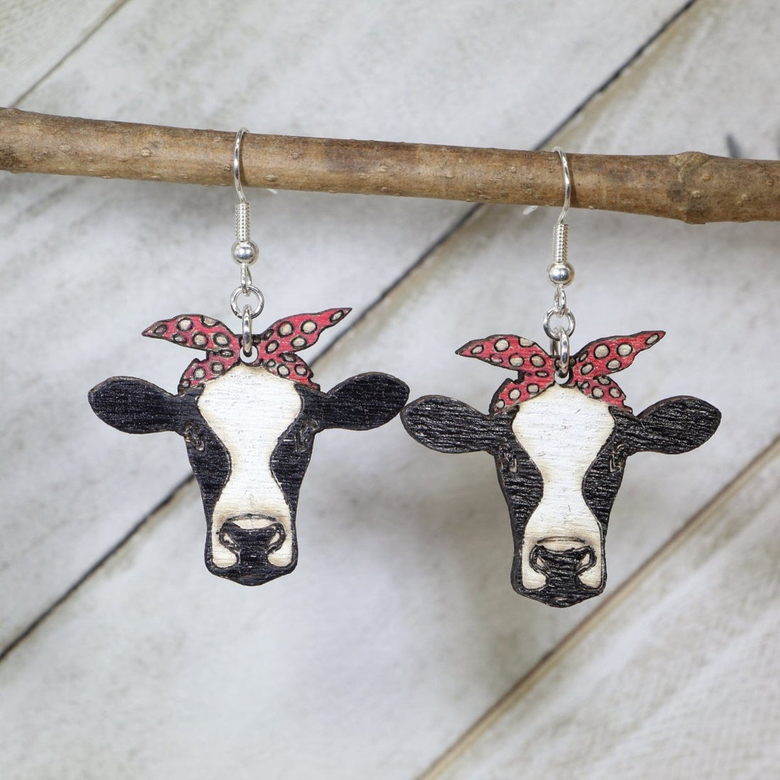 Add cozy farm charm to your look with these Cow with Scarf Wooden Earrings—hand-painted, lightweight, and perfect for animal lovers, country style, and adorable everyday vibes.