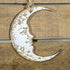 Hand-painted wooden crescent moon face Christmas ornament with celestial design and lightweight festive decor, boho moon holiday tree decoration gift for astrology lovers