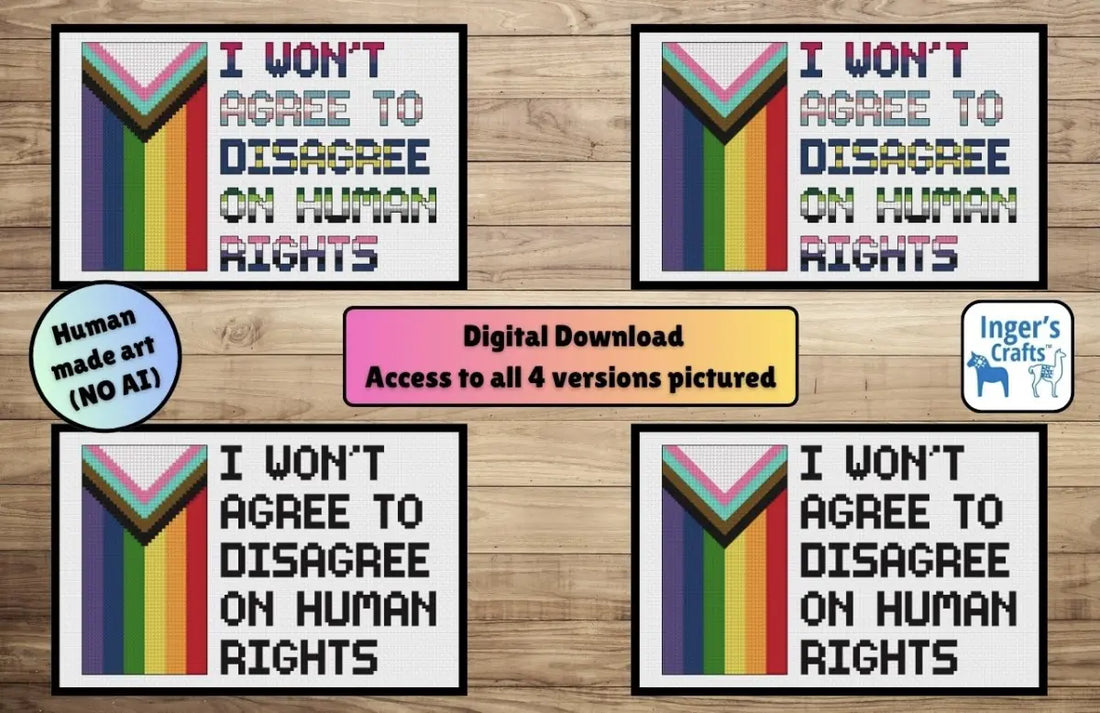 Human Rights Pride Cross Stitch Pattern - Progress Flag Version
