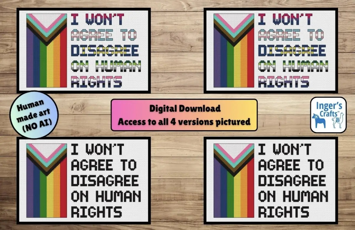 Human Rights Pride Cross Stitch Pattern - Progress Flag Version