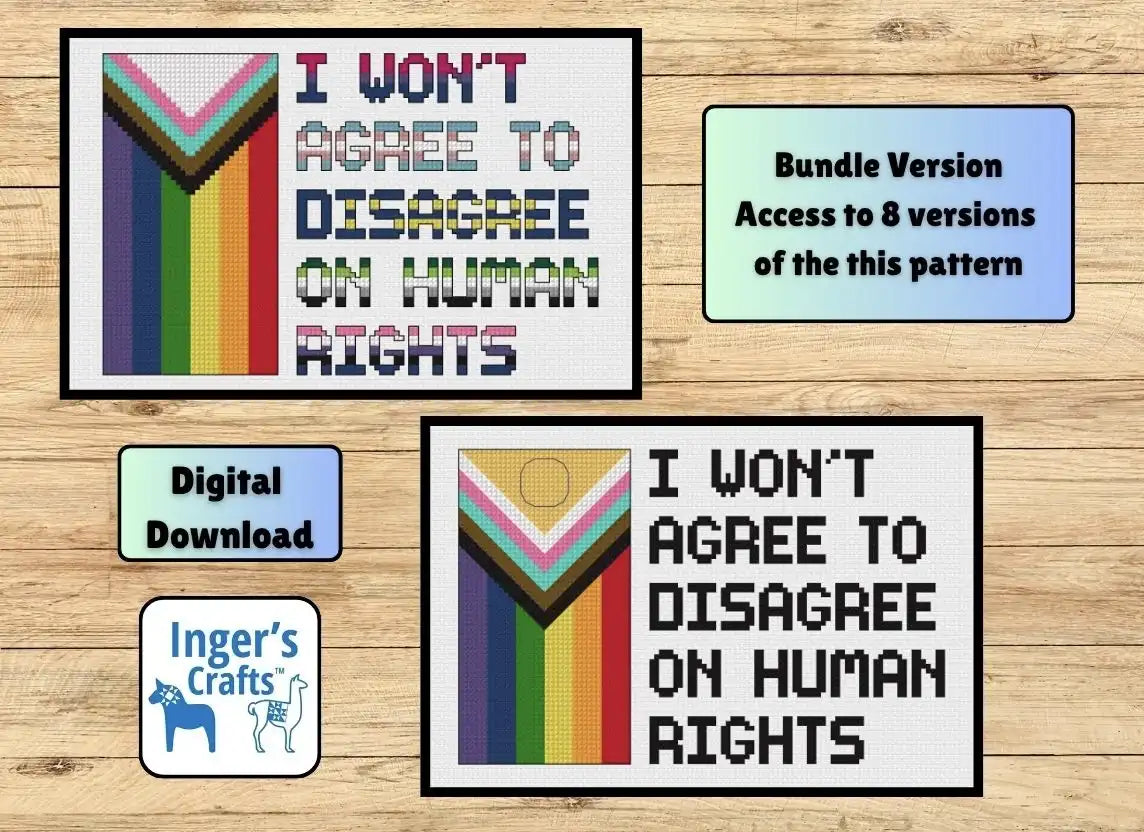Human Rights Pride Cross Stitch Pattern - All Versions Bundle