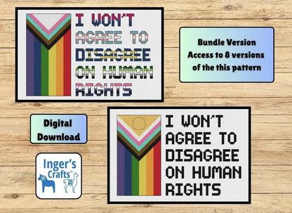 Human Rights Pride Cross Stitch Pattern - All Versions Bundle