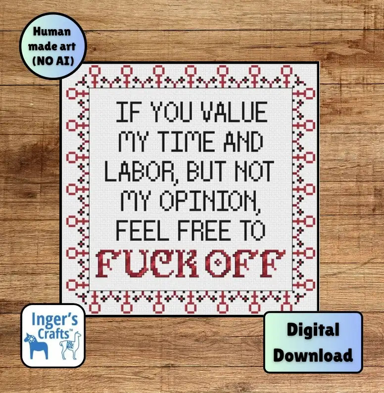 If you value my time cross stitch pattern