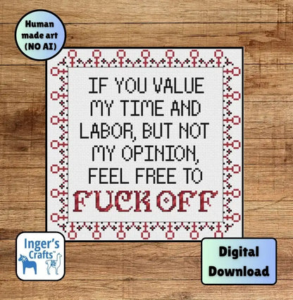 If you value my time cross stitch pattern