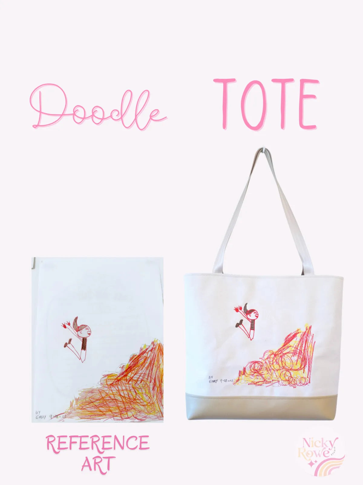 Handmade - Custom Doodle Artwork Embroidered Canvas Tote bag