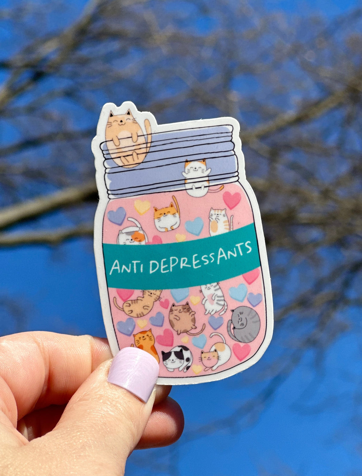 Get a dopamine rush from this adorable antidepressant cat and dog meds sticker! If you&