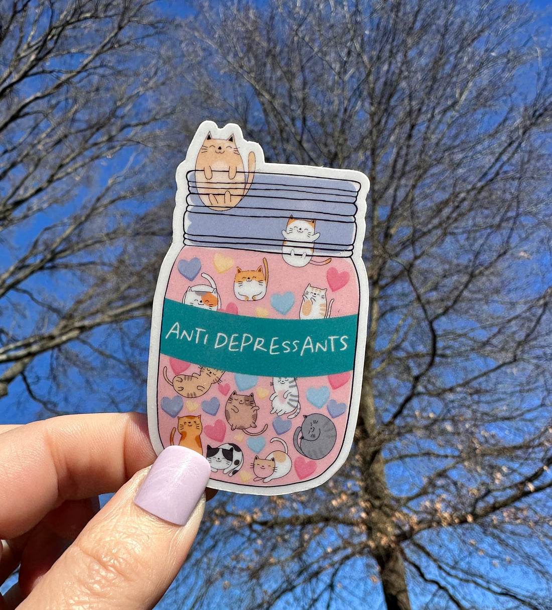 Get a dopamine rush from this adorable antidepressant cat and dog meds sticker! If you&