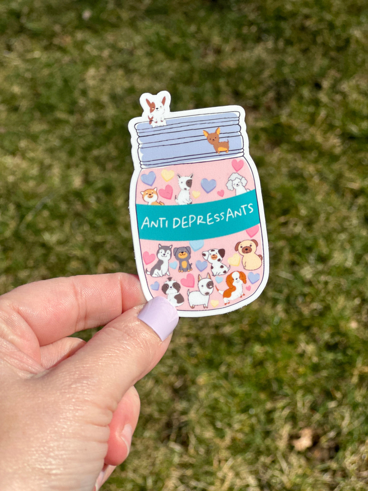 Get a dopamine rush from this adorable antidepressant cat and dog meds sticker! If you&