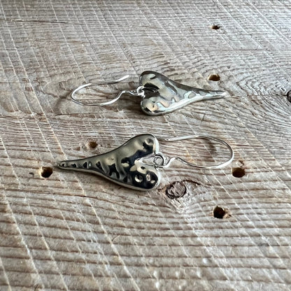 SariBlue® Rustic Silver Heart Earrings