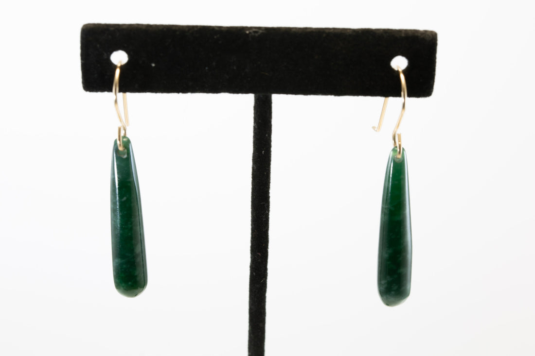 Imperial Green Guatemalan Teardrop Dangle Earrings| 14 K Gold Filled Ear-Wires