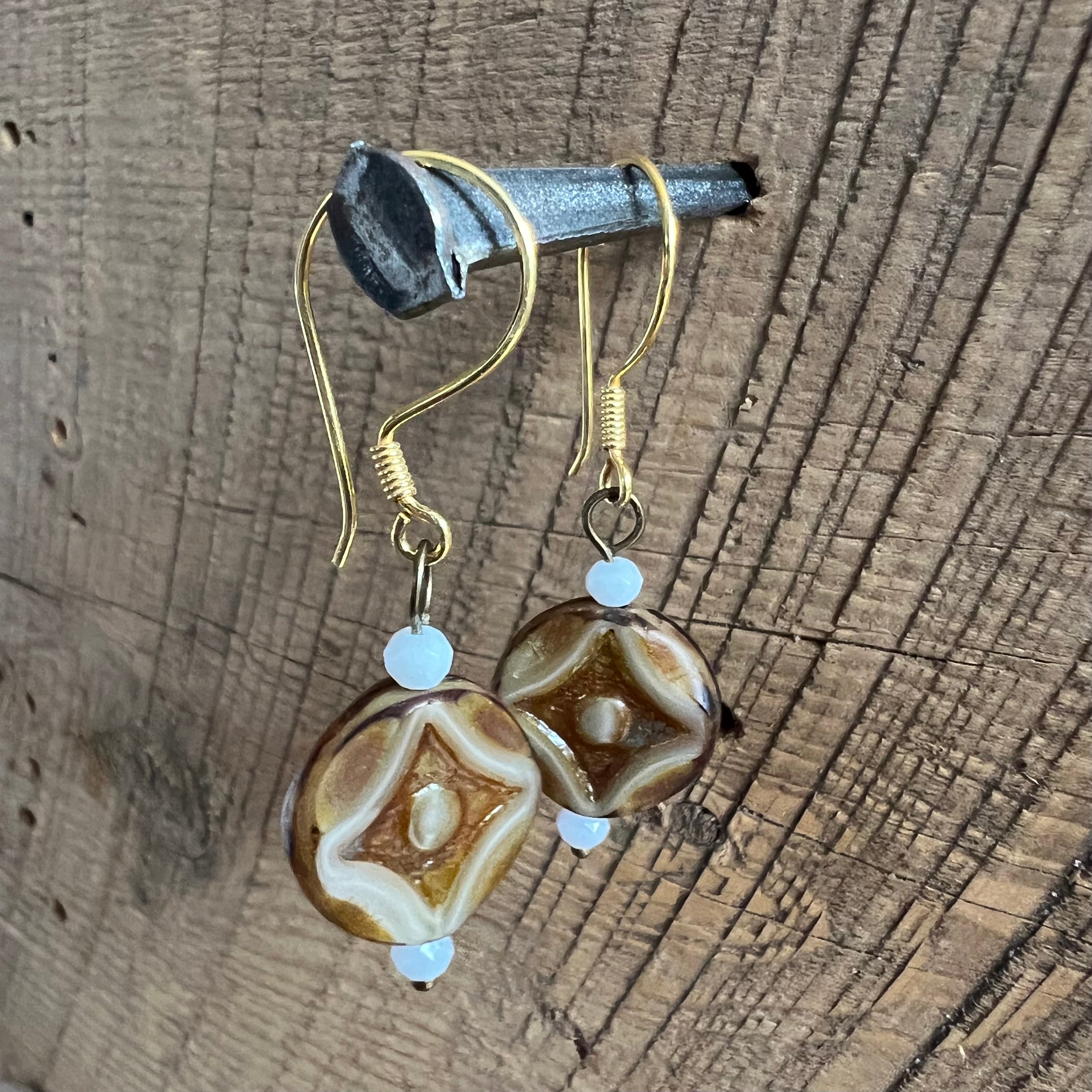 SariBlue® Desert Eye Talisman Czech Glass Earrings
