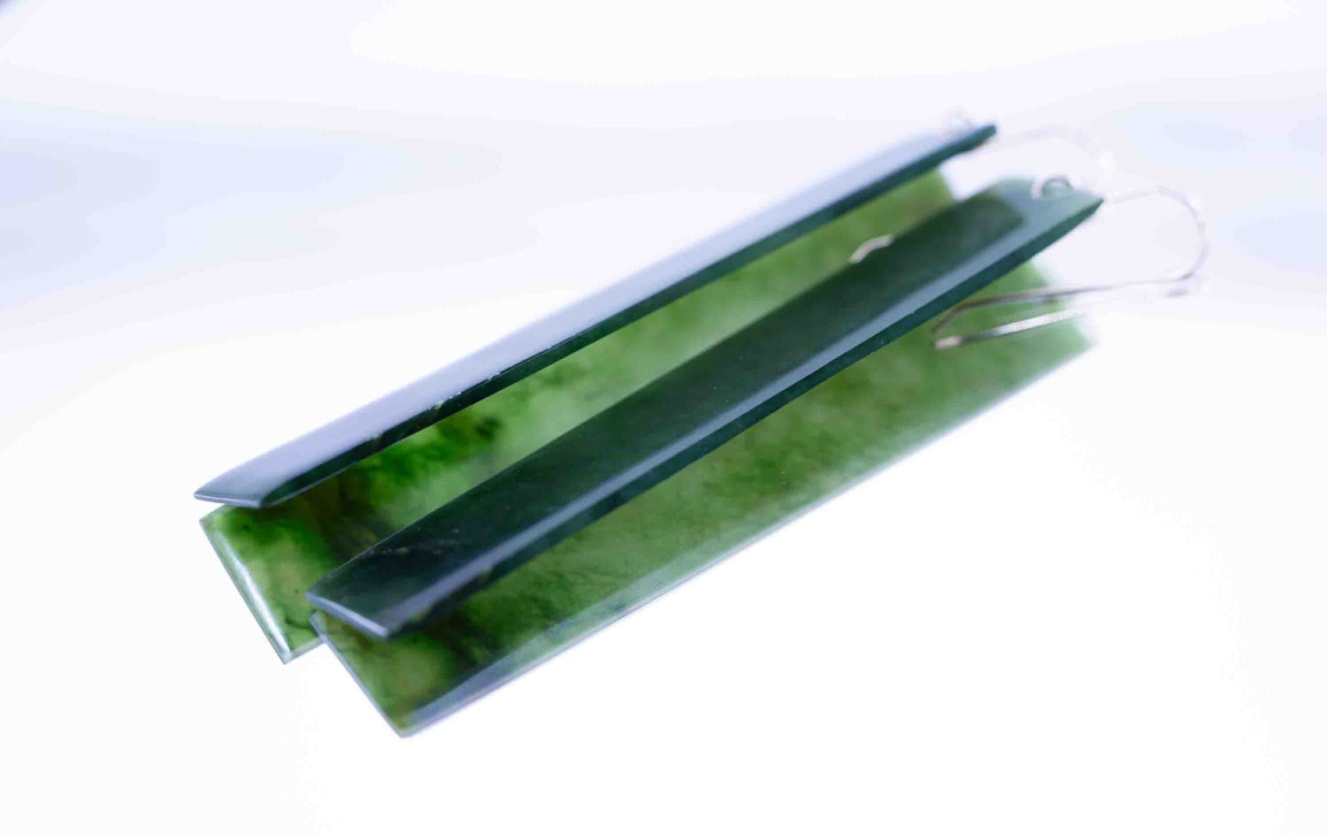 Washington Green Jade Long Rectangle Dangle Earrings