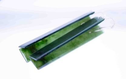 Washington Green Jade Long Rectangle Dangle Earrings