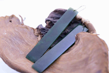 Washington Green Jade Long Rectangle Dangle Earrings