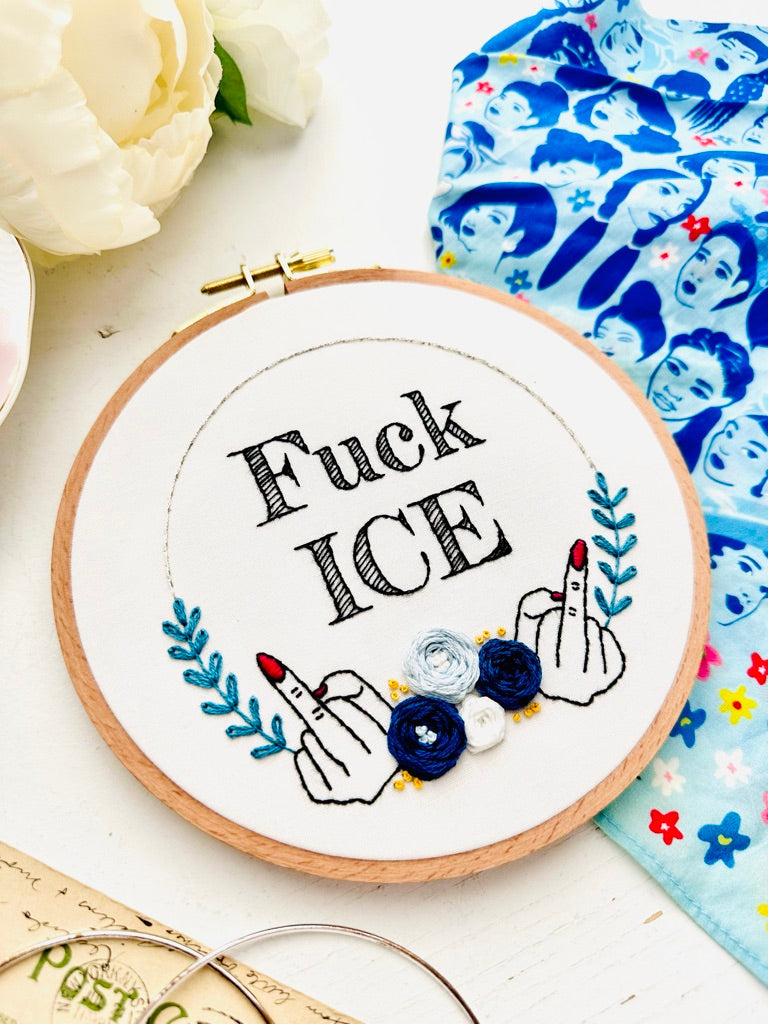 Fuck ICE &amp;amp; Chinga la migra // Embroidery PDF Pattern Download 6 inch