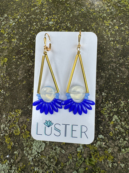 Gold Brass + Stone Statement Earrings