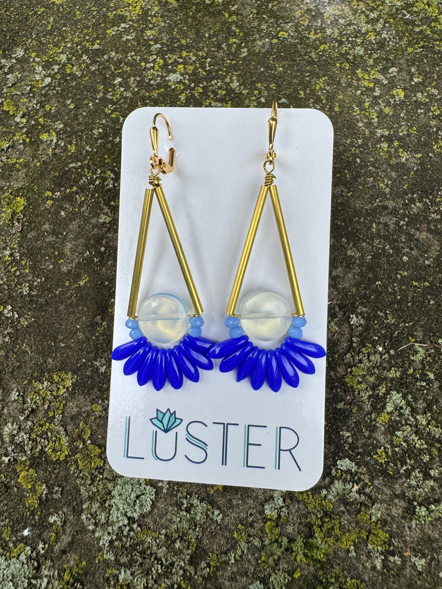 Gold Brass + Stone Statement Earrings
