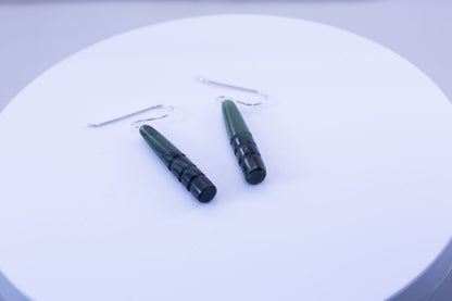 Yukon Green Jade Drop Dangle Earrings| .925 Silver Ear-Wires