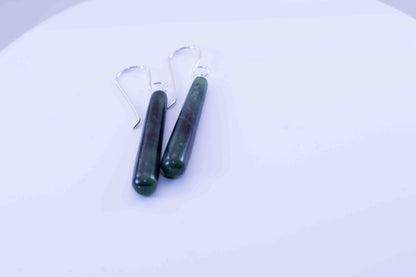 Yukon Green Jade Drop Dangle Earrings| .925 Silver Ear-Wires