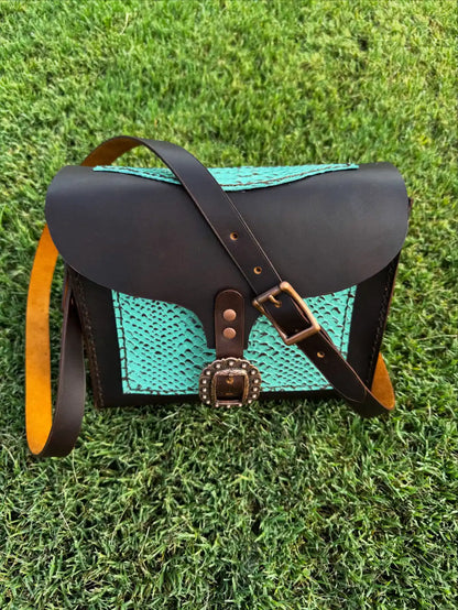 Embossed Cowhide Croc Look Leather Dorsett Purse