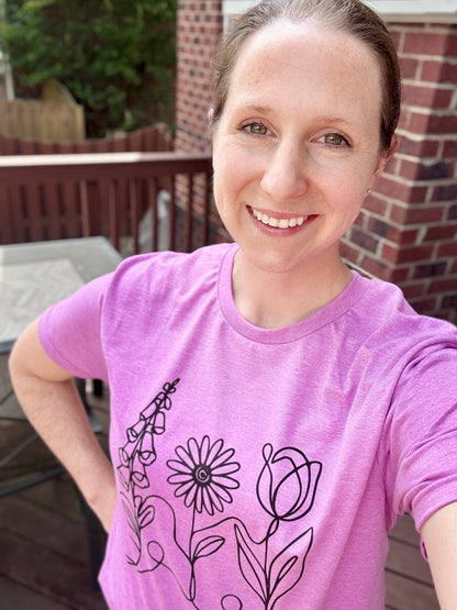 Foxglove Daisy Tulip Unisex Softstyle T-Shirt | Subtle FDT Flowers Cotton Tee (Solid Colors)