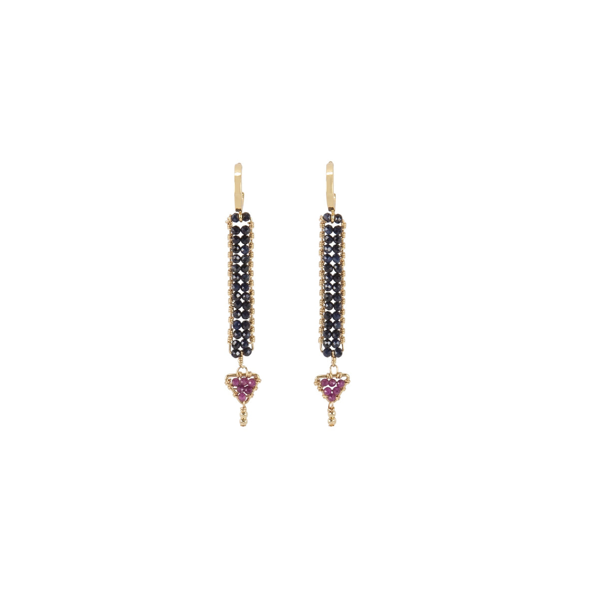 Sapphire &amp; Ruby Beaded Drop Earrings