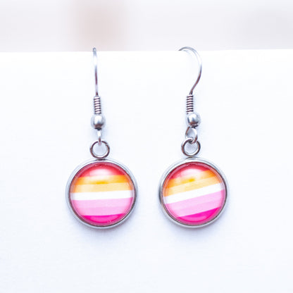 Lesbian flag pride earrings - stud or dangle
