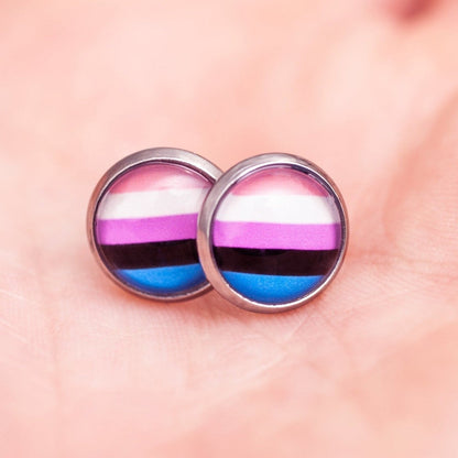 Genderfluid flag pride earrings - stud or dangle
