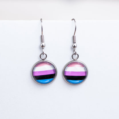 Genderfluid flag pride earrings - stud or dangle