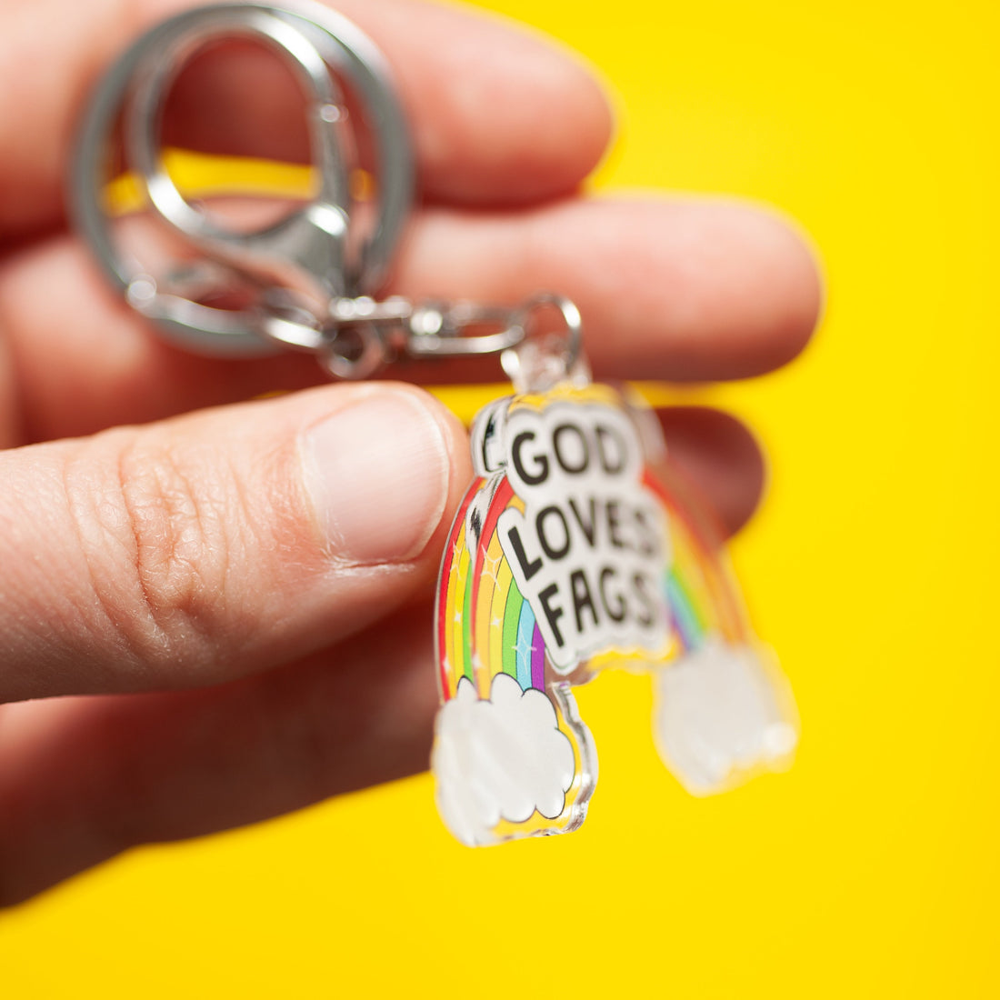 God Loves Fags keychain