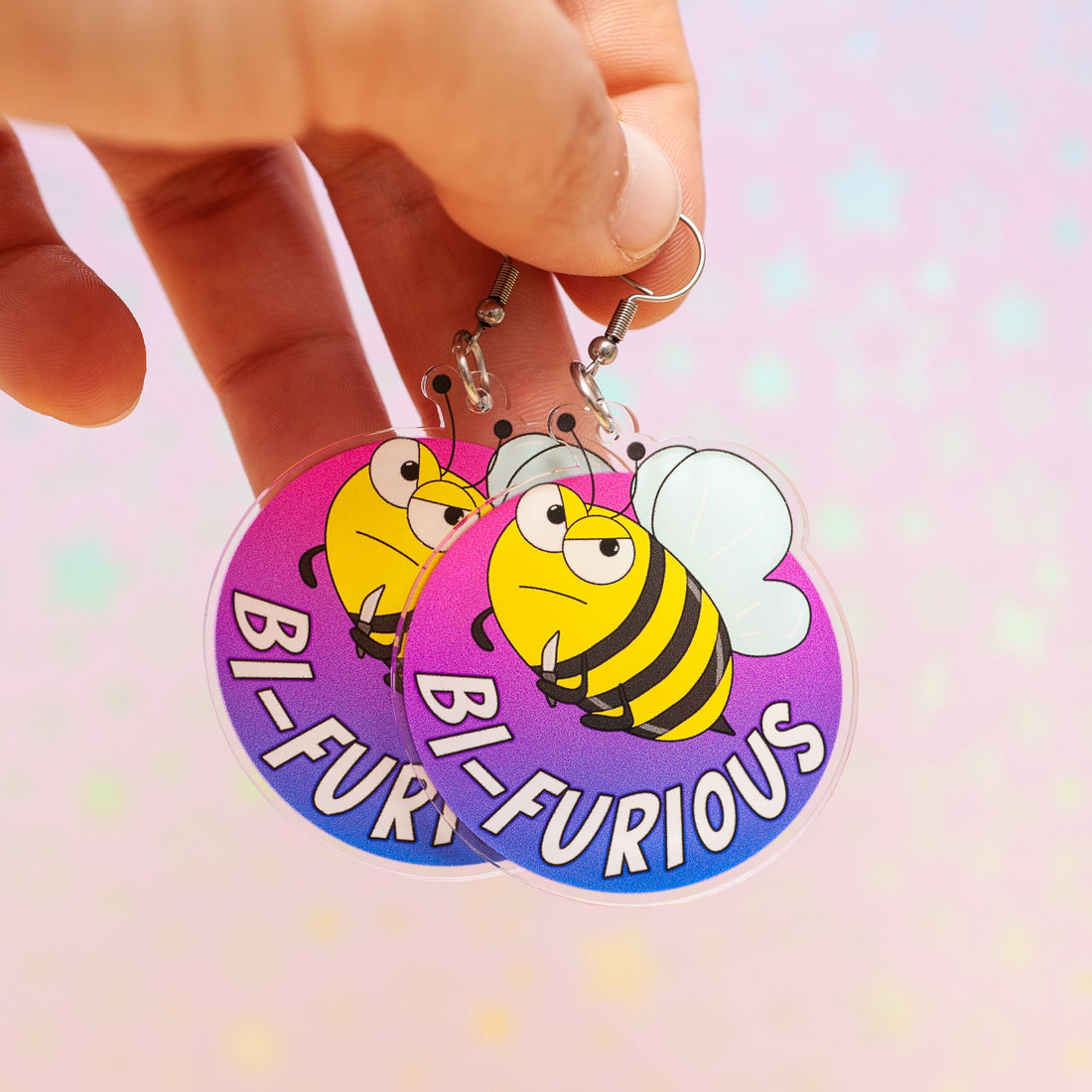 Bi-Furious acrylic earrings
