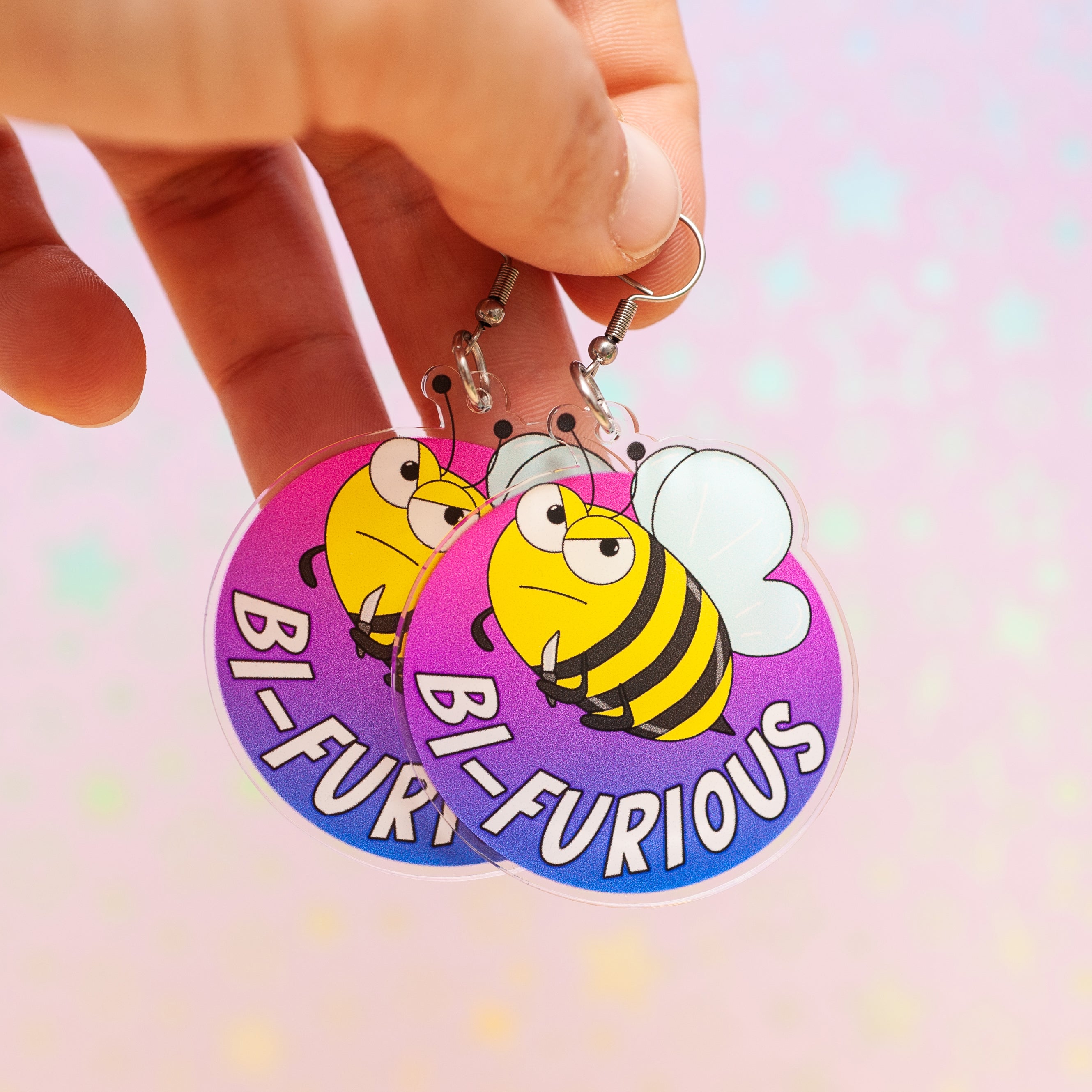 Bi-Furious acrylic earrings