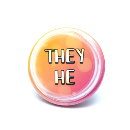They/he pronoun buttons