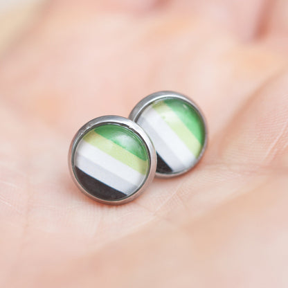Aromantic flag pride earrings - stud or dangle