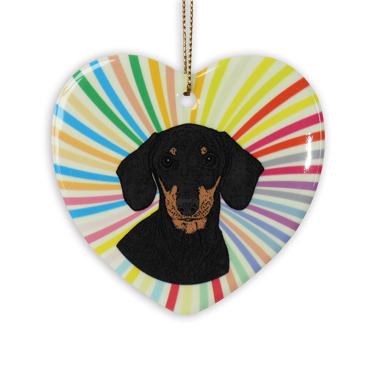 Dachshund Black Ceramic Heart Ornament