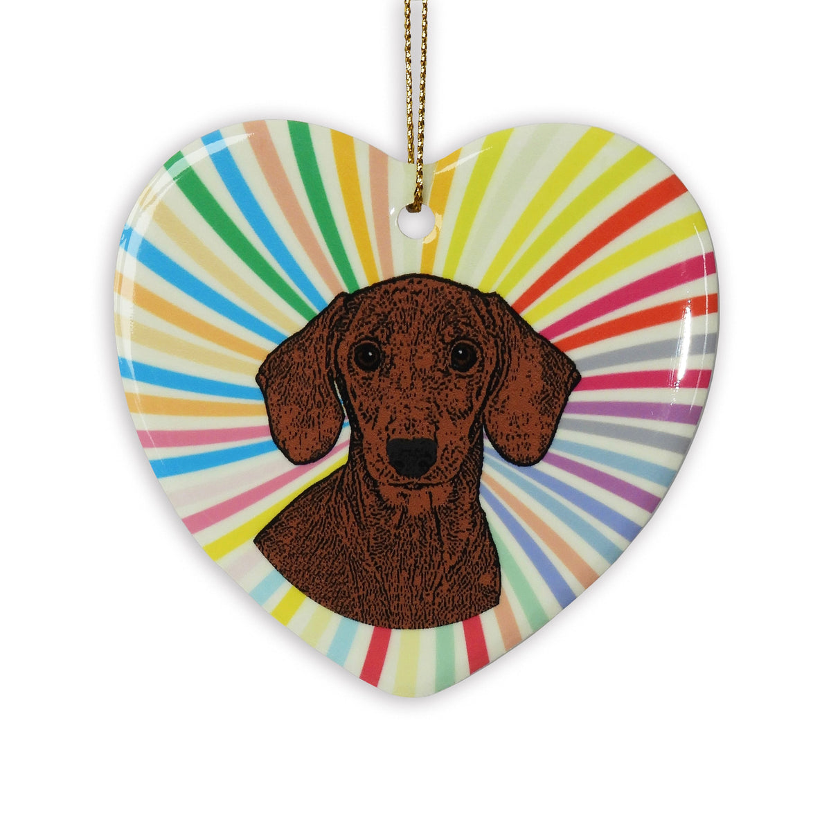 Dachshund Brown Ceramic heart Ornament