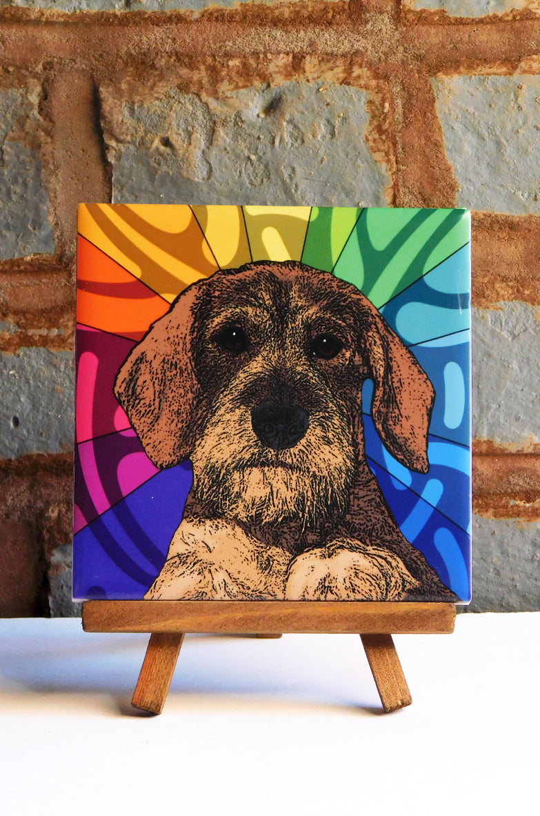 Dachshund Wirehaired Ceramic Art Tile