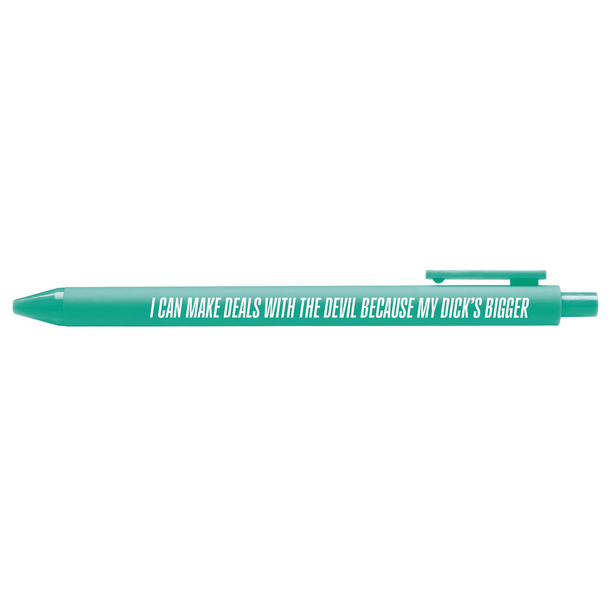 Deals With the Devil pen — teal barrel Showgirl era gel pen by MangoIllustrated