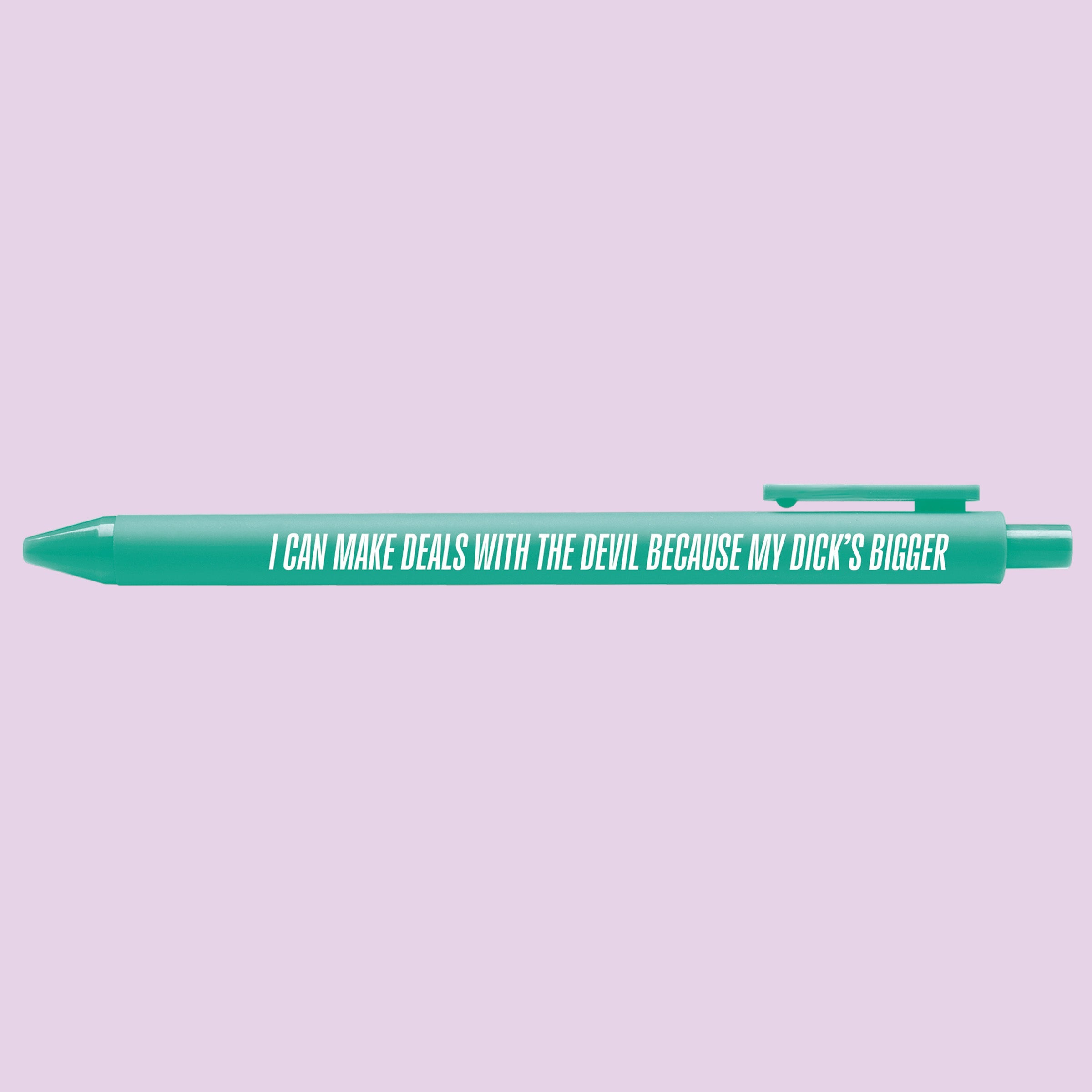Deals With the Devil pen detail — teal barrel Showgirl era music era pen by MangoIllustrated