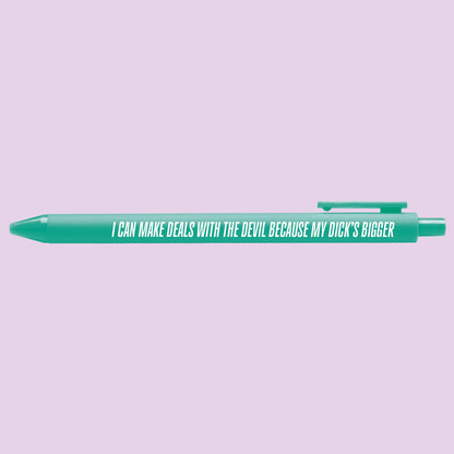 Deals With the Devil pen detail — teal barrel Showgirl era music era pen by MangoIllustrated