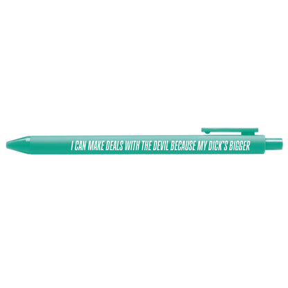 Deals With the Devil pen — teal barrel Showgirl era gel pen by MangoIllustrated
