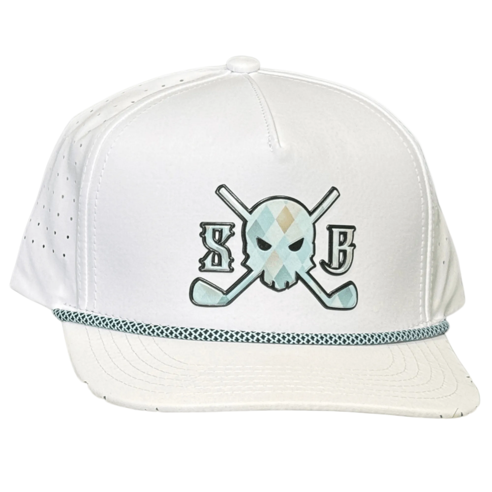 Diamond Clarity Sweat-Proof Golf Rope Hat - White Sails / Big Head - Skull &amp; Bogeys Golf Co.
