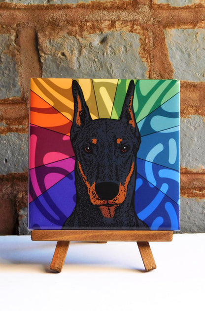 Doberman Ceramic Art Tile